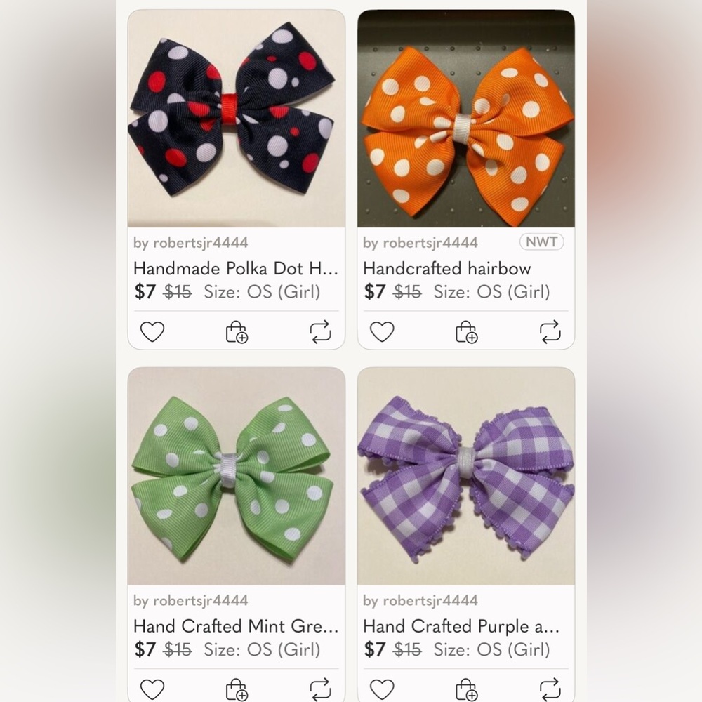 Hand Crafted bundle of Hairbows (4 for $20)